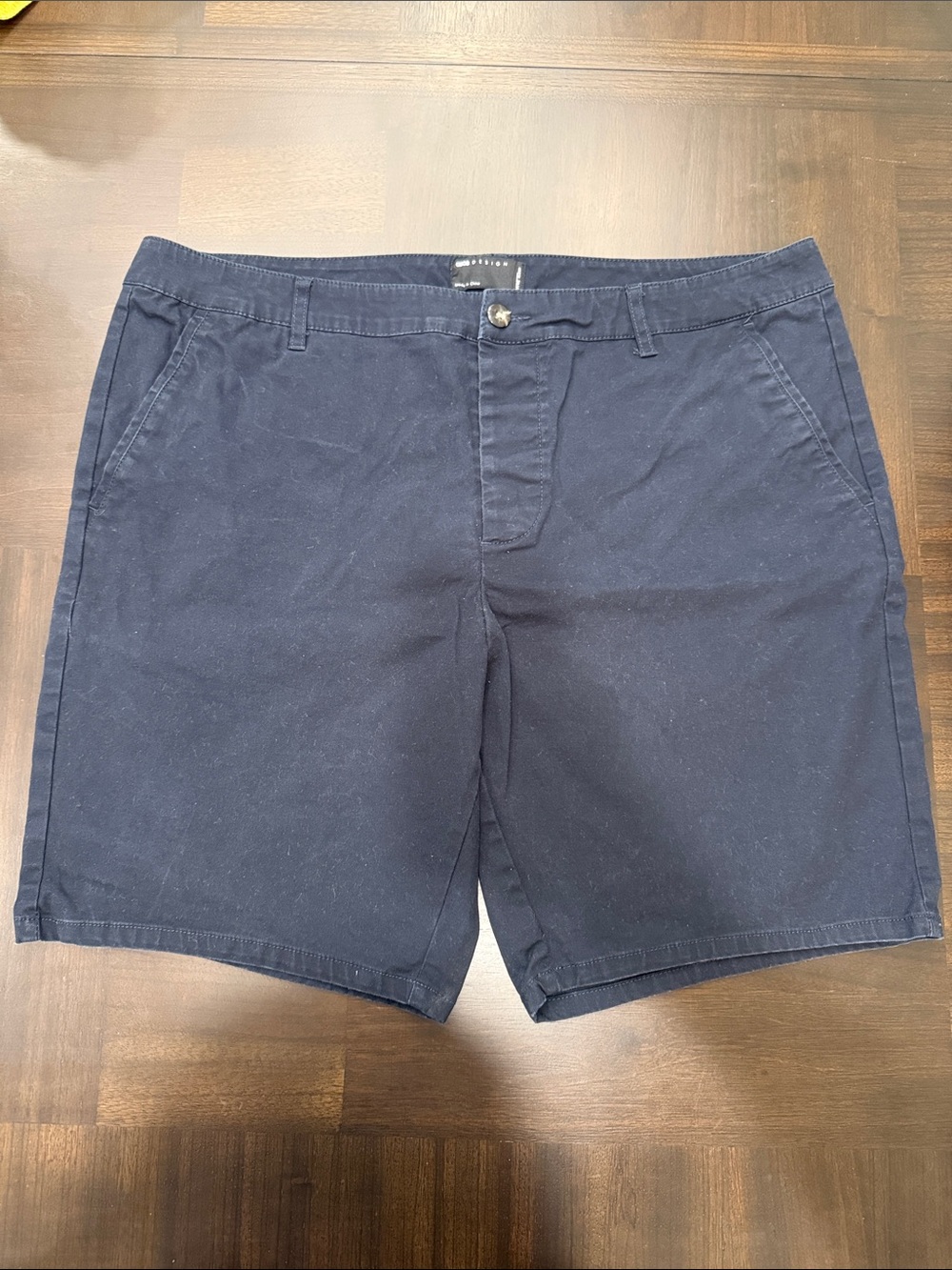 ASOS Navy Flat Front Cotton Chino Shorts